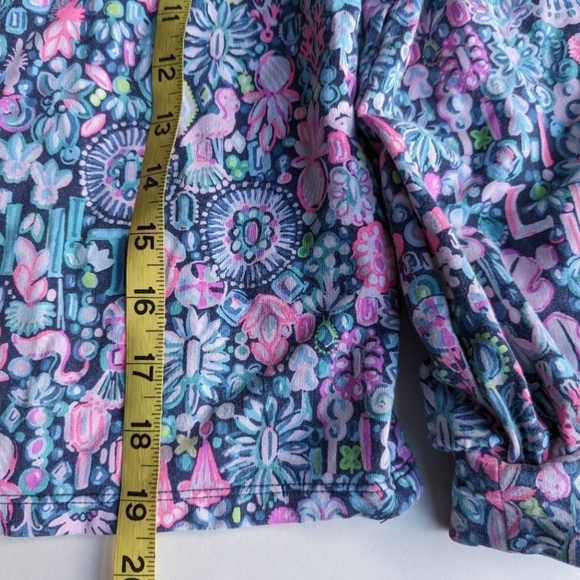 Lilly Pulitzer Mini Kamala Abstract Floral Crew Neck Sweatshirt Pink Blue sz 14 - Picture 4 of 6